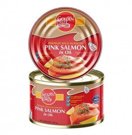 Golden Prize Premium Wild Alaskan, Pink Salmon in Oil  Tin  140 grams